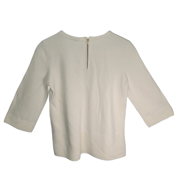 Talbots Petites Women's Ribbed Edge Knit Top Size Sp Cream Flawed - Picture 2 of 12